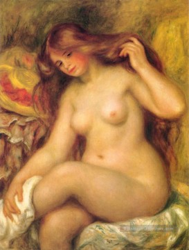baigneuse baigneuses Tableau Peinture - Baigneuse aux cheveux blonds femelle Nu Pierre Auguste Renoir